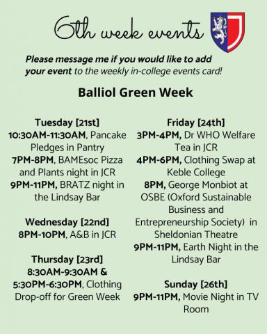 6th Week Events Card